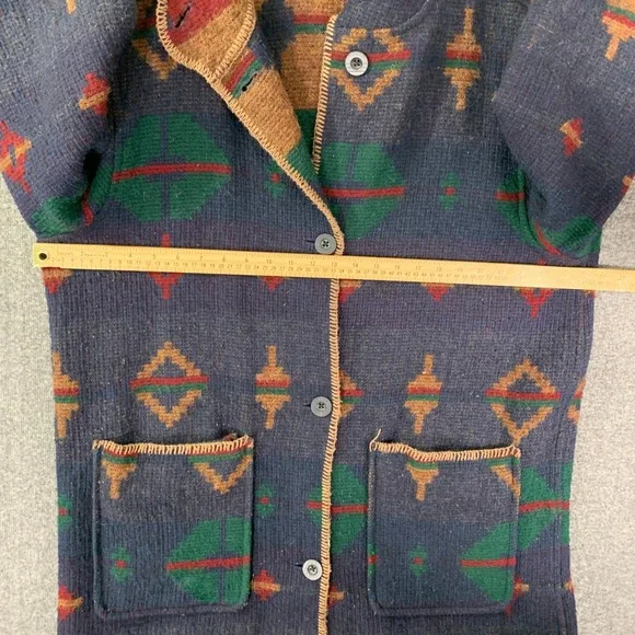 VTG Woolrich Duster Womens 2XL Reversible Southwestern Blanket Tribal Aztec 80's